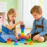 Holz Balance und Stapelsteine Turm - in Regenbogen Farben für Kleinkinder ab 2 Jahre