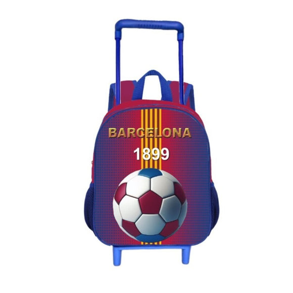 FC Barcelona 3D Rucksack mit Rollen Fußball Tasche Schule Ranzen Umhängetasche