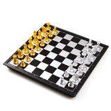 Schachspiel magnetisch Premium Schachbrett Gold Silber 25x25 cm - Reiseschach mit Figuren