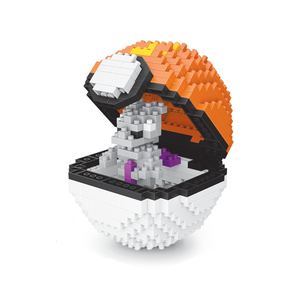 Pokemon Mewtu mit Pokeball LNO Micro-Bricks Figur Mewtwo - Tinisu