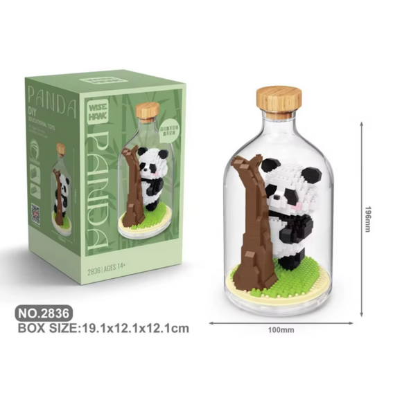 Panda Bausteine Modell Figur Bär Klemmbausteine Flasche Micro-Bricks