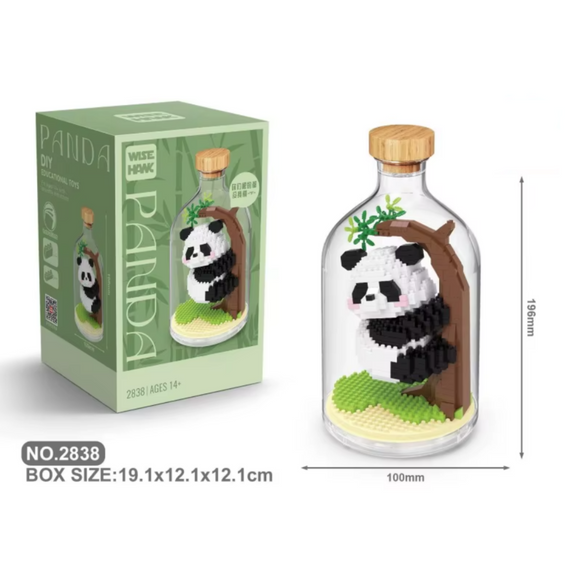 Panda Bausteine Modell Figur Pandabär Klemmbausteine Flasche Micro-Bricks