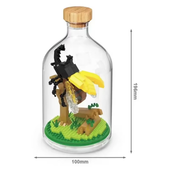 Nashornkäfer mit Flügel Bausteine Modell Figur Klemmbausteine Flasche Micro-Bricks