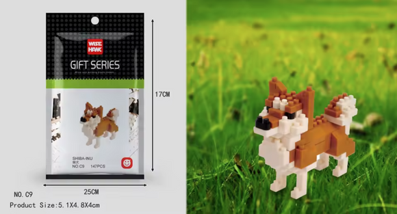 Shiba Inu Hund Figur Tier Bausteine Modell LNO Micro-Bricks