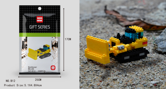 Bulldozer Planierraupe Figur Bausteine Modell LNO Micro-Bricks