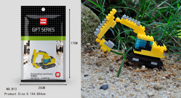 Bagger Figur Bausteine Modell LNO Micro-Bricks