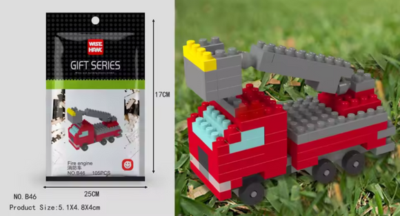 Feuerwehr Auto Figur Bausteine Modell LNO Micro-Bricks