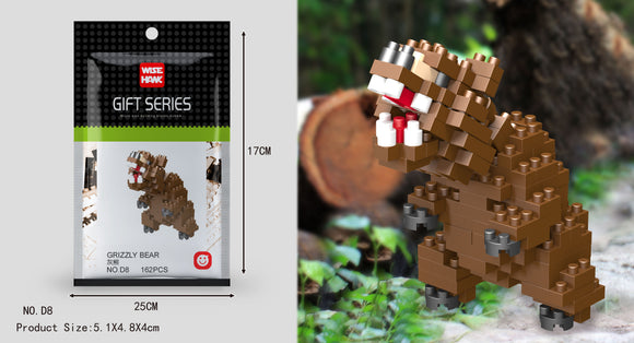 Grizzlybär Figur Bausteine Modell LNO Micro-Bricks - Tinisu