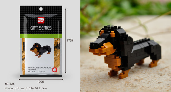 Dackel Hund Figur Bausteine Modell LNO Micro-Bricks - Tinisu