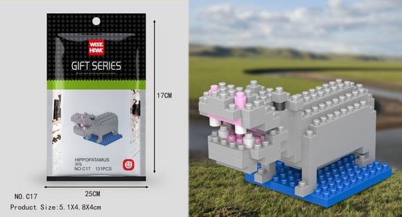 Nilpferd Figur Bausteine Modell LNO Micro-Bricks