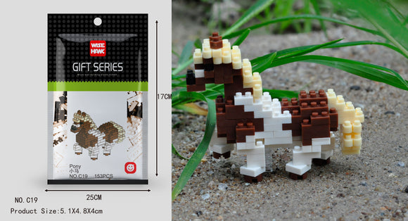 Pony Pferd Figur Bausteine Modell LNO Micro-Bricks