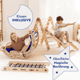 Apollo 5-in-1 Kletterset: Pikler-Dreieck, Kletterbogen, Rutschbrett, Kissen und Netz für kleine Astronauten