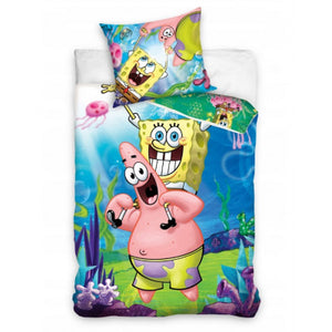 Spongebob Bettwäsche 140 x 200 cm - weiche Baumwolle - Kissen und Decke - Tinisu