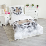 Weißer Tiger Bettwäsche - weiche Baumwolle 140x200 cm Kissen und Decke