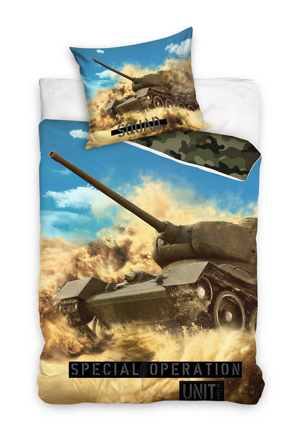 Panzer Bettwäsche - weiche Baumwolle 135x200 cm Kissen und Decke