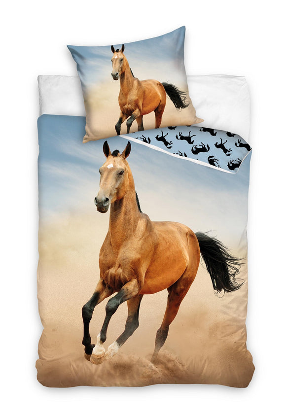 Pony Pferd Bettwäsche - weiche Baumwolle 135x200 cm Kissen und Decke