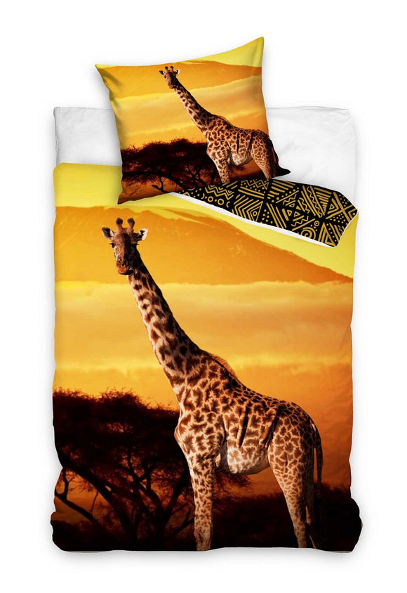 Giraffe Afrika Bettwäsche - weiche Baumwolle 140x200 cm Kissen und Decke