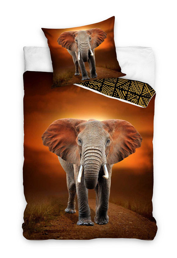 Elefant Safari Bettwäsche - weiche Baumwolle 140x200 cm Kissen und Decke
