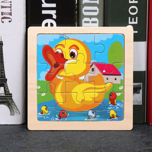 Kinder Baby Holz Puzzle Cartoon Ente 9 Teile Puzzle - Tinisu