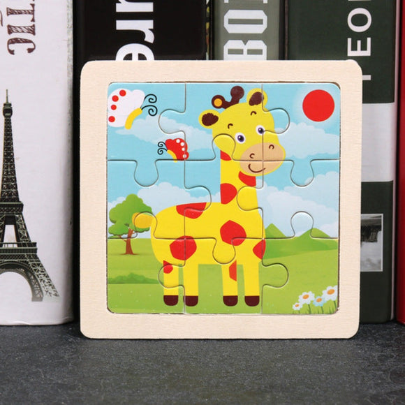 Kinder Baby Holz Puzzle Cartoon Giraffe 9 Teile Puzzle - Tinisu