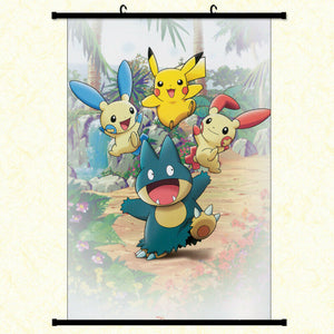 Pokemon Wandscroll / Poster / Rollbild Kunststoff - Motiv: Mampfaxo + Pikachu - Tinisu