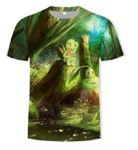 Pokemon T-Shirt für Kinder (Unisex) - Motiv: Geckarbor & Endivie - Tinisu