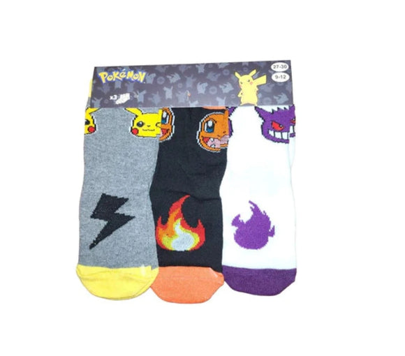 Pokemon Socken 3 Paar Pikachu Gengar Glumanda Unisex Kinder - Tinisu