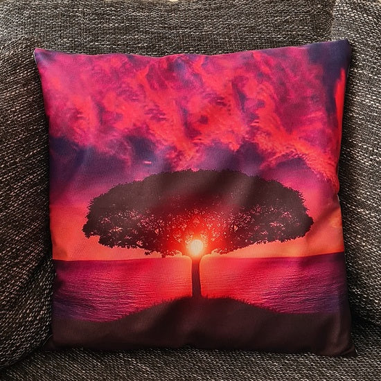 Kissenbezug Baum im Sonnenuntergang - 45cm x 45cm - Tinisu