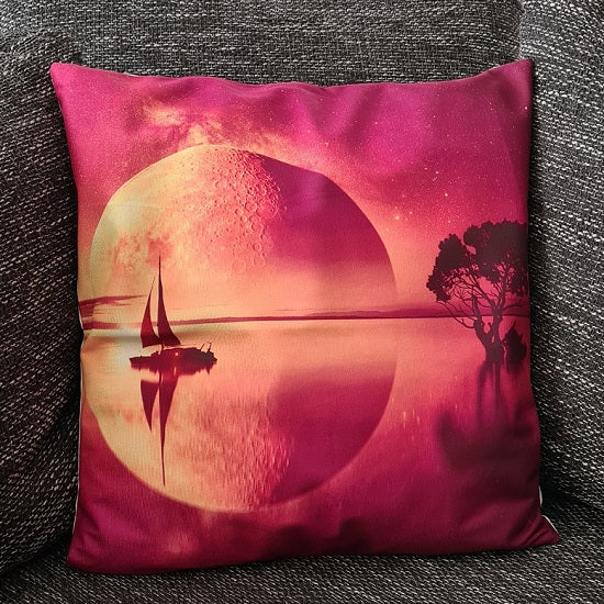 Kissenbezug Segelschiff im Sonnenuntergang - 45cm x 45cm - Tinisu