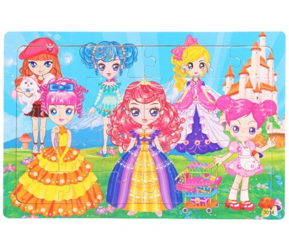 Kinder Baby Holz Prinzessinen Puzzle Cartoon Mädchen 30 Teile Puzzle - Tinisu