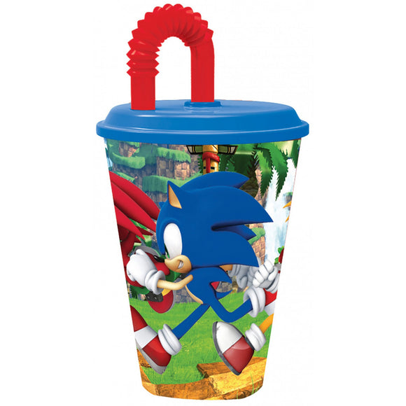 Sonic Plastikbecher mit Strohhalm für Kinder - Tinisu