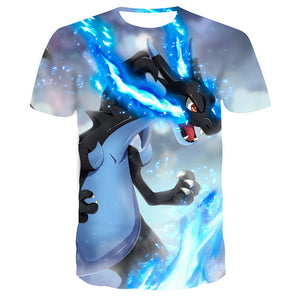 Pokemon T-Shirt für Kinder (Unisex) - Motiv: Glurak X / Charizard X - Tinisu