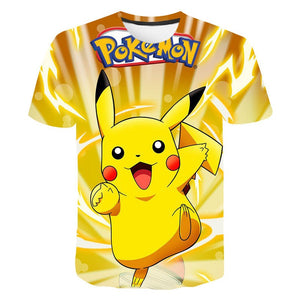 Pokemon T-Shirt für Kinder (Unisex) - Motiv: Pikachu + Blitze - Tinisu