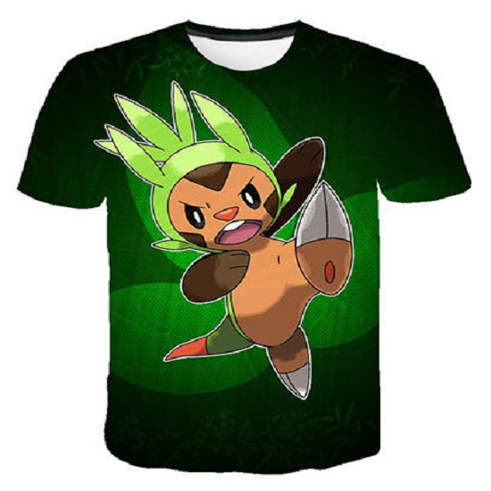 Pokemon T-Shirt für Kinder (Unisex) - Motiv: Igamaro / Chespin - Tinisu