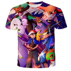 Pokemon T-Shirt für Kinder (Unisex) - Motiv: Ash, Pikachu,  Quajutsu, Viscogon uvm. - Tinisu