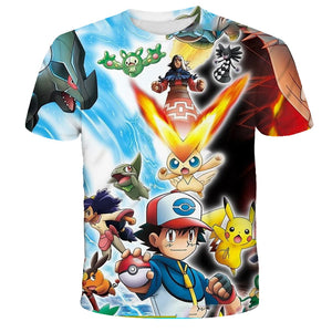 Pokemon T-Shirt für Kinder (Unisex) - Motiv: Ash, Pikachu, Victini uvm. - Tinisu