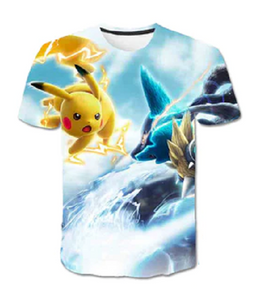 Pokemon T-Shirt für Kinder (Unisex) - Motiv: Pikachu & Lucario - Tinisu